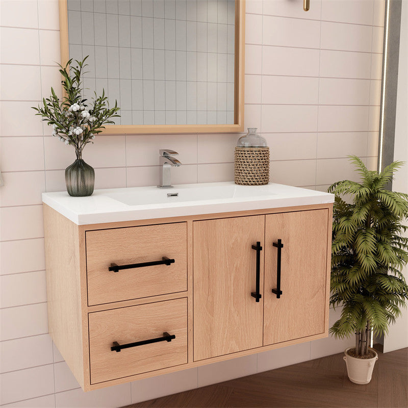 Victoria 36" Wall Mounted Bathroom Vanity with Reinforced Acrylic Integrated Sink Top