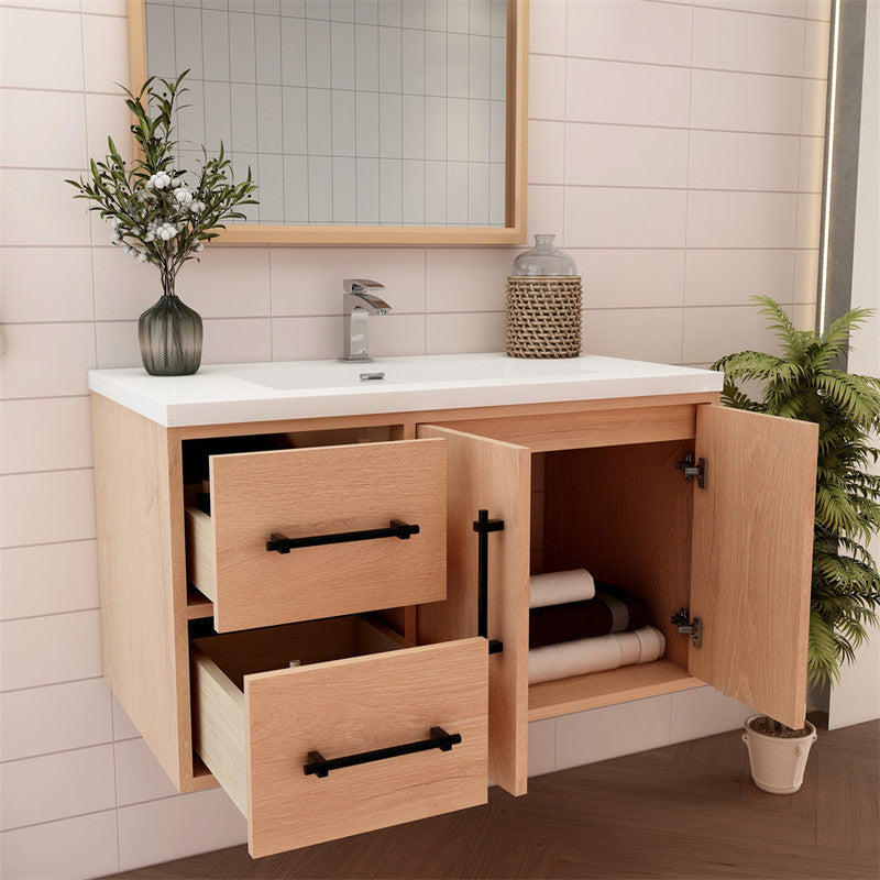 Victoria 36" Wall Mounted Bathroom Vanity with Reinforced Acrylic Integrated Sink Top
