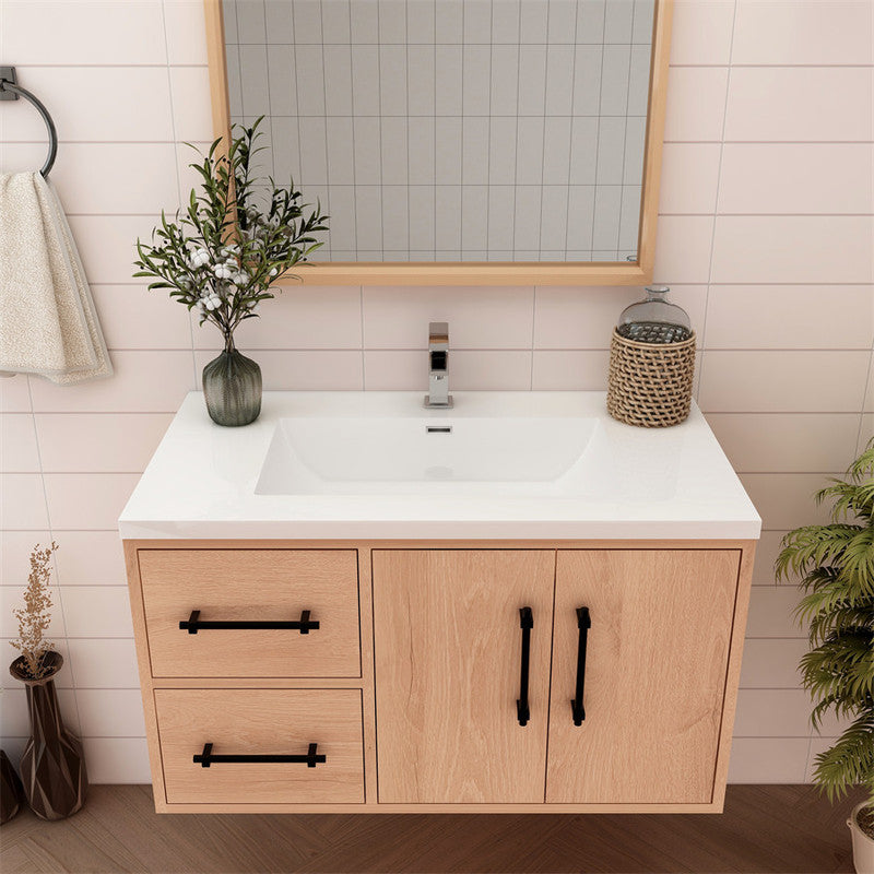 Victoria 36" Wall Mounted Bathroom Vanity with Reinforced Acrylic Integrated Sink Top