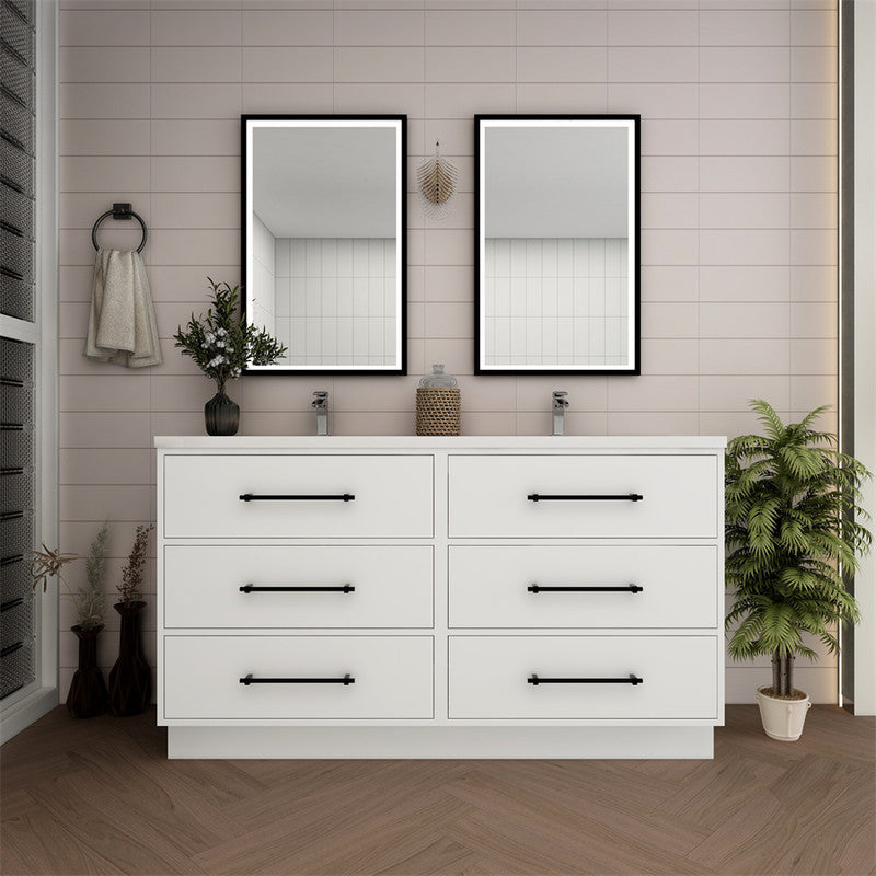 Victoria Drawers 60" Freestanding Bathroom Vanity with Reinforced Acrylic Integrated Sink Top
