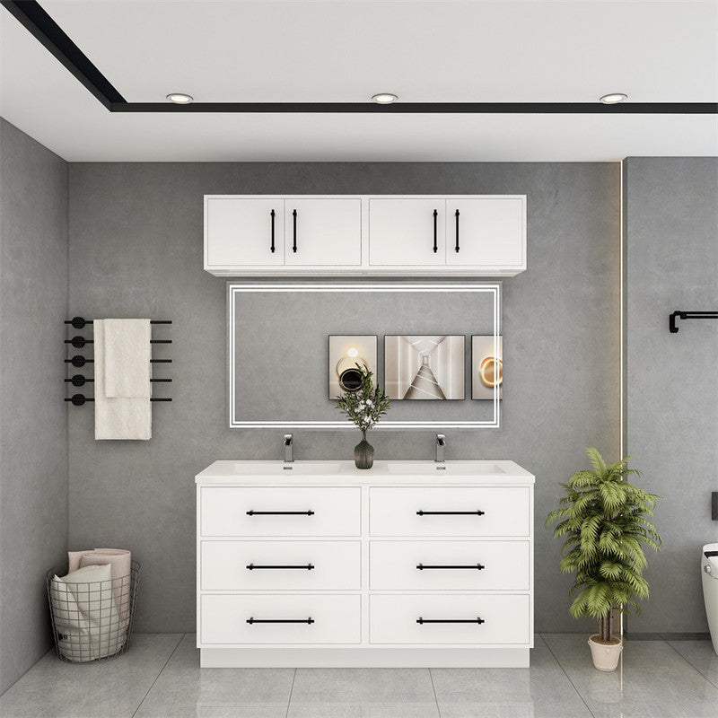 Victoria Drawers 60" Freestanding Bathroom Vanity with Reinforced Acrylic Integrated Sink Top