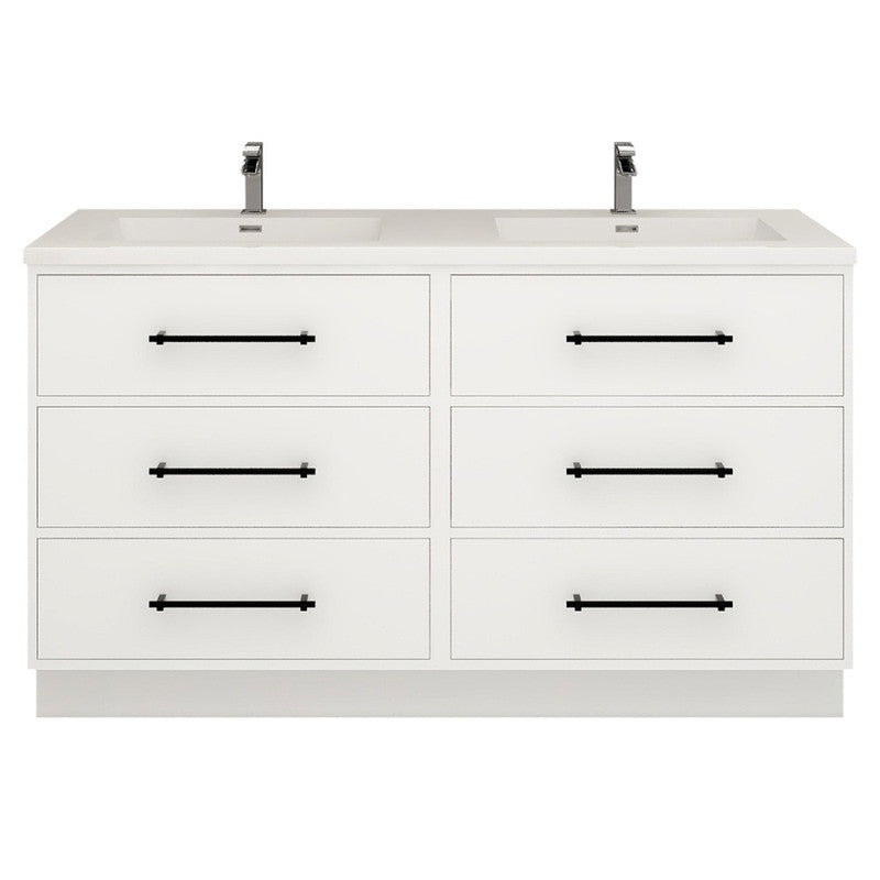 Victoria Drawers 60" Freestanding Bathroom Vanity with Reinforced Acrylic Integrated Sink Top