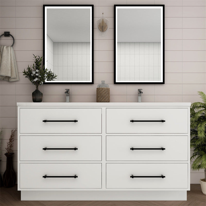 Victoria Drawers 60" Freestanding Bathroom Vanity with Reinforced Acrylic Integrated Sink Top