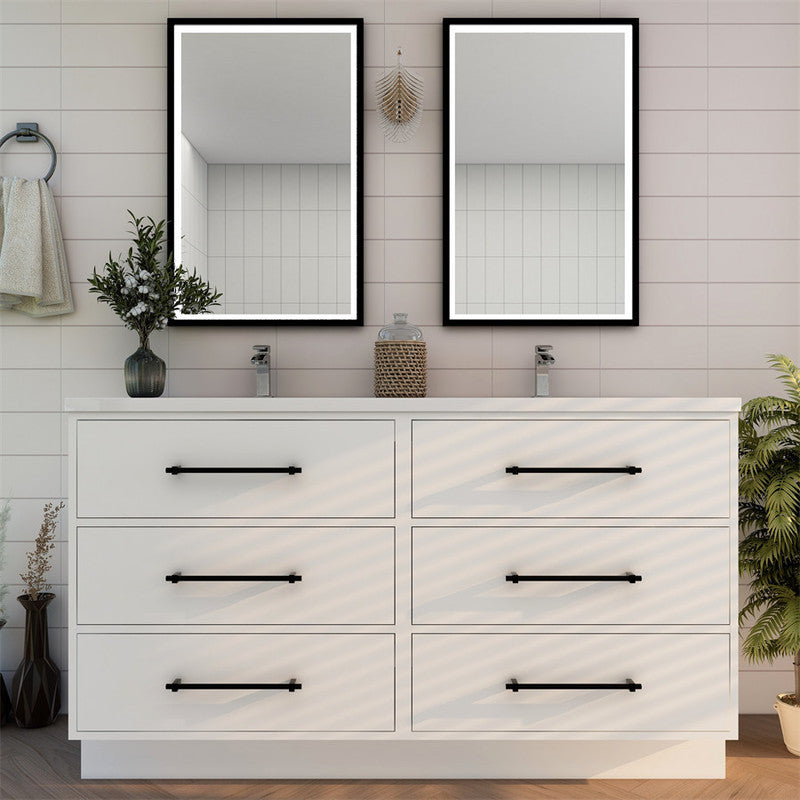 Victoria Drawers 60" Freestanding Bathroom Vanity with Reinforced Acrylic Integrated Sink Top
