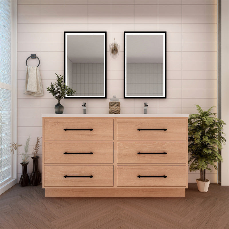 Victoria Drawers 60" Freestanding Bathroom Vanity with Reinforced Acrylic Integrated Sink Top