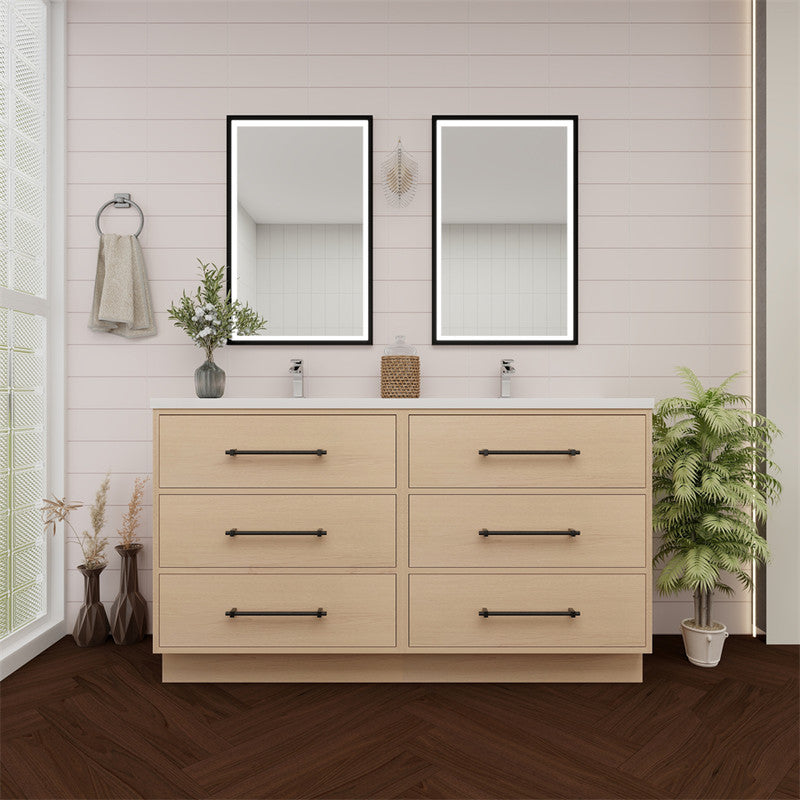 Victoria Drawers 60" Freestanding Bathroom Vanity with Reinforced Acrylic Integrated Sink Top