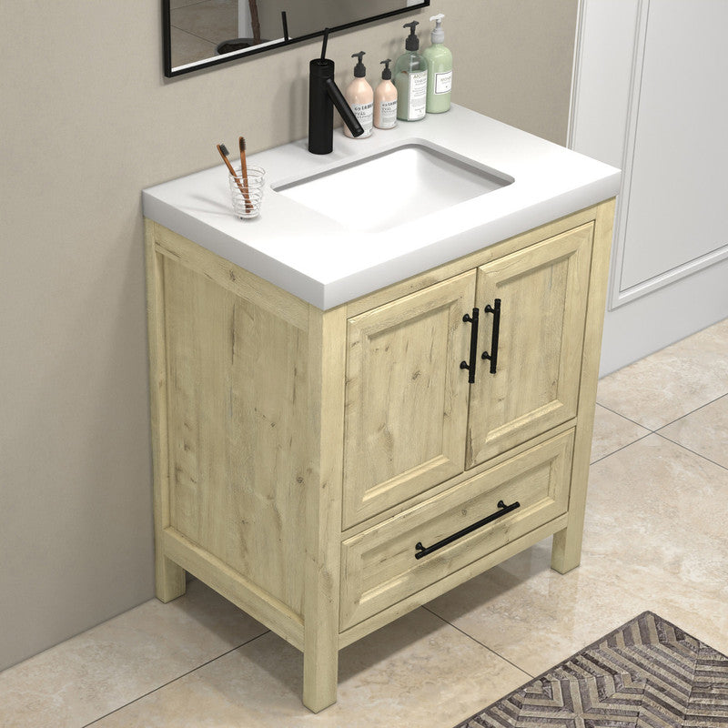 VIV 30" Freestanding Bathroom Vanity with Reinforced Acrylic Integrated Sink Top