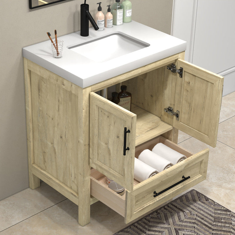 VIV 30" Freestanding Bathroom Vanity with Reinforced Acrylic Integrated Sink Top