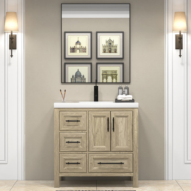 VIV 36" Freestanding Bathroom Vanity with Reinforced Acrylic Integrated Sink Top