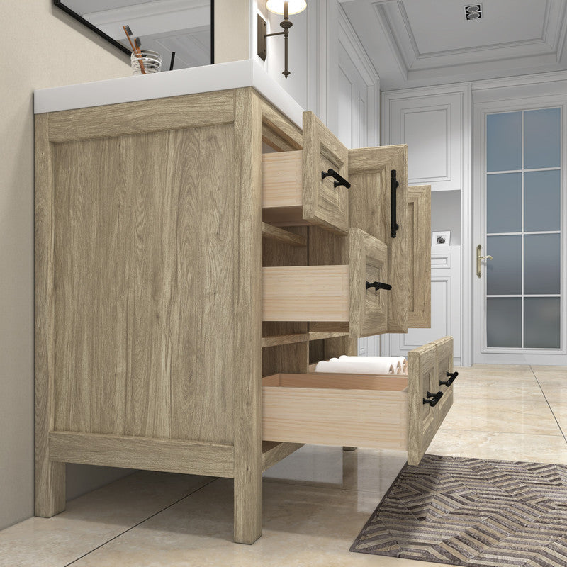 VIV 36" Freestanding Bathroom Vanity with Reinforced Acrylic Integrated Sink Top