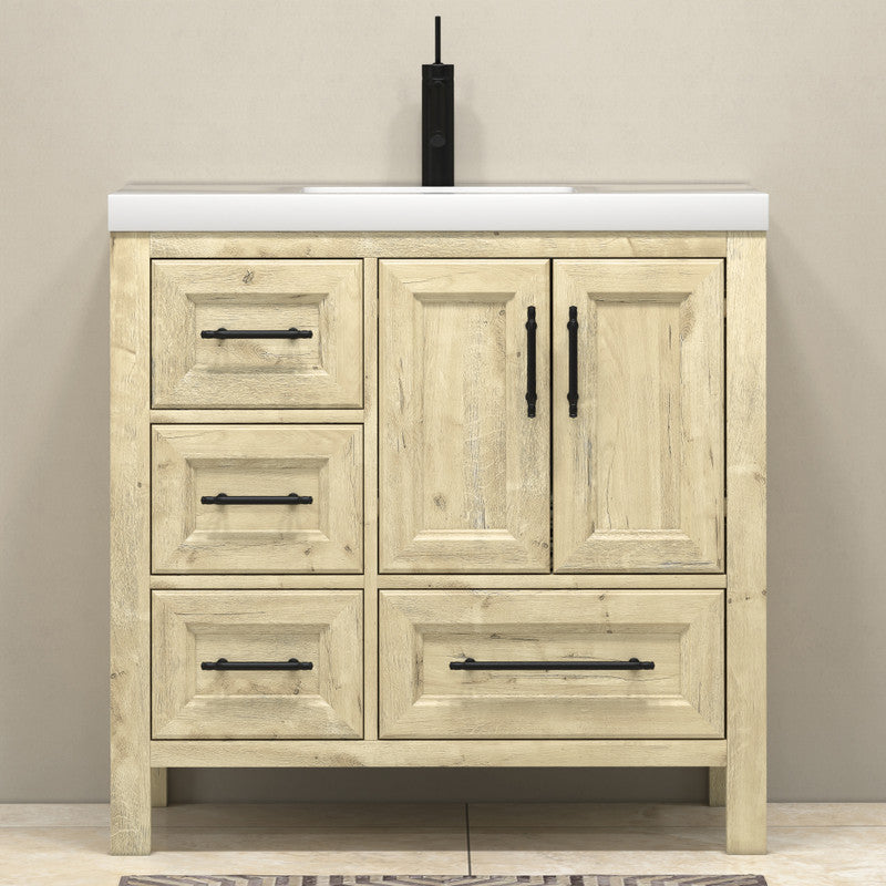 VIV 36" Freestanding Bathroom Vanity with Reinforced Acrylic Integrated Sink Top