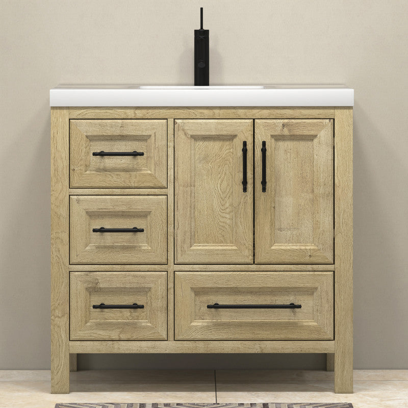 VIV 36" Freestanding Bathroom Vanity with Reinforced Acrylic Integrated Sink Top