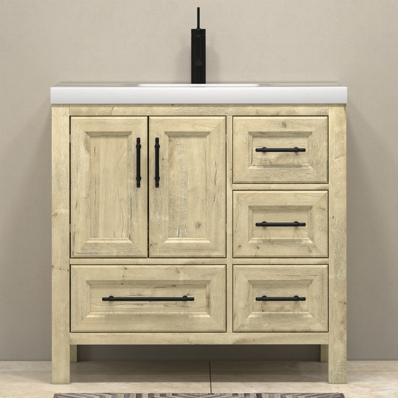 VIV 36" Freestanding Bathroom Vanity with Reinforced Acrylic Integrated Sink Top