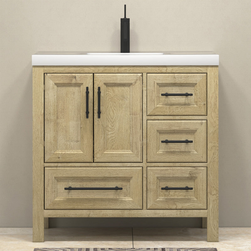 VIV 36" Freestanding Bathroom Vanity with Reinforced Acrylic Integrated Sink Top