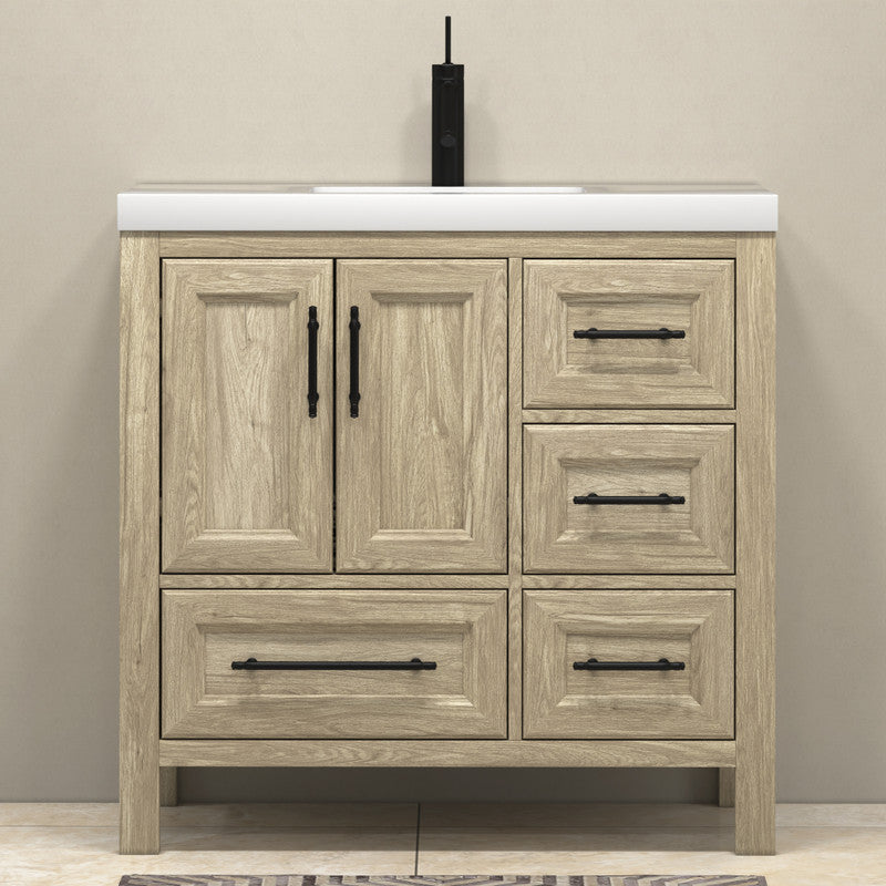 VIV 36" Freestanding Bathroom Vanity with Reinforced Acrylic Integrated Sink Top