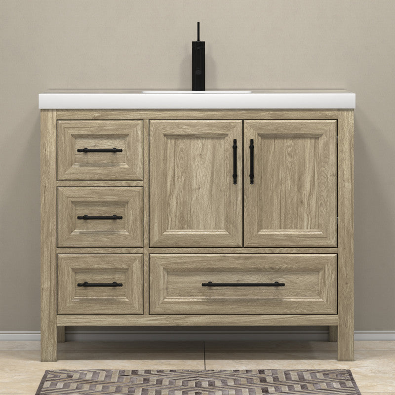 VIV 42" Freestanding Bathroom Vanity with Reinforced Acrylic Integrated Sink Top