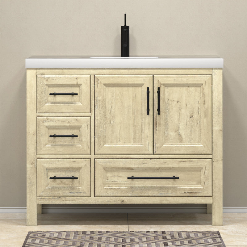 VIV 42" Freestanding Bathroom Vanity with Reinforced Acrylic Integrated Sink Top