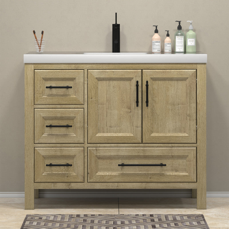 VIV 42" Freestanding Bathroom Vanity with Reinforced Acrylic Integrated Sink Top