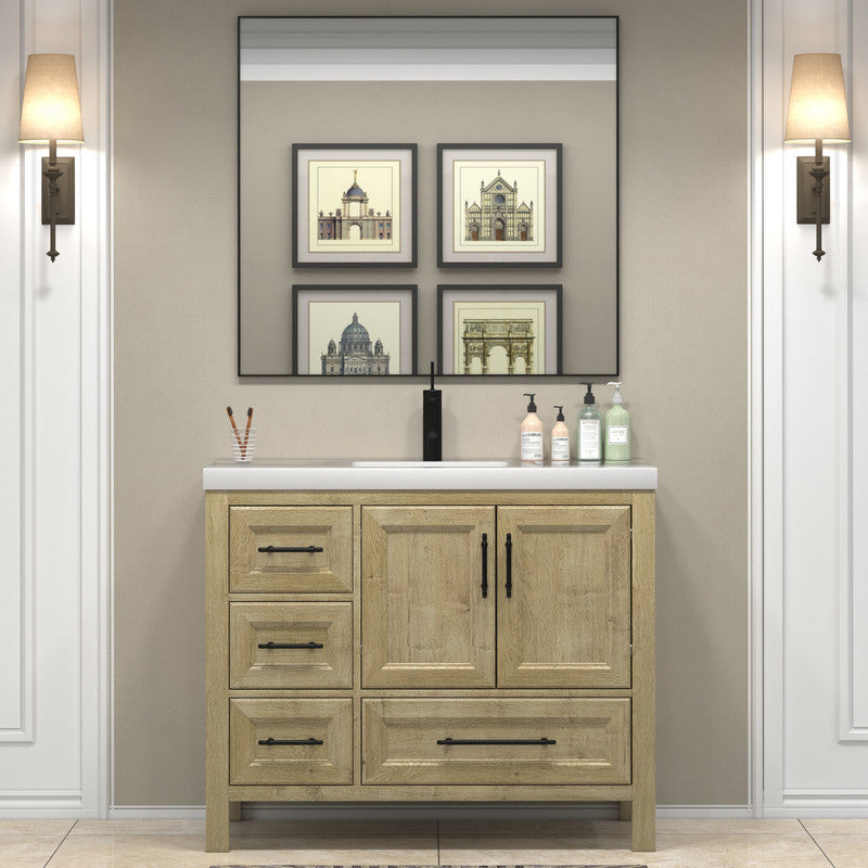VIV 42" Freestanding Bathroom Vanity with Reinforced Acrylic Integrated Sink Top