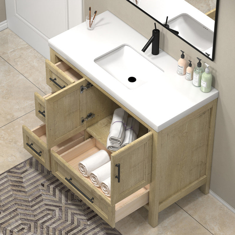 VIV 42" Freestanding Bathroom Vanity with Reinforced Acrylic Integrated Sink Top