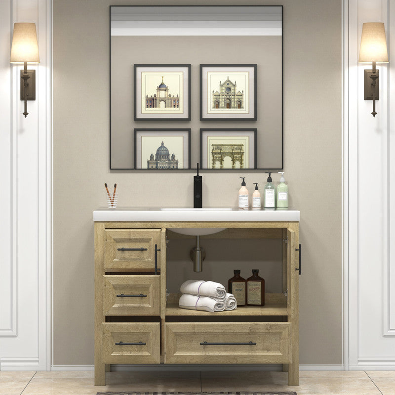 VIV 42" Freestanding Bathroom Vanity with Reinforced Acrylic Integrated Sink Top