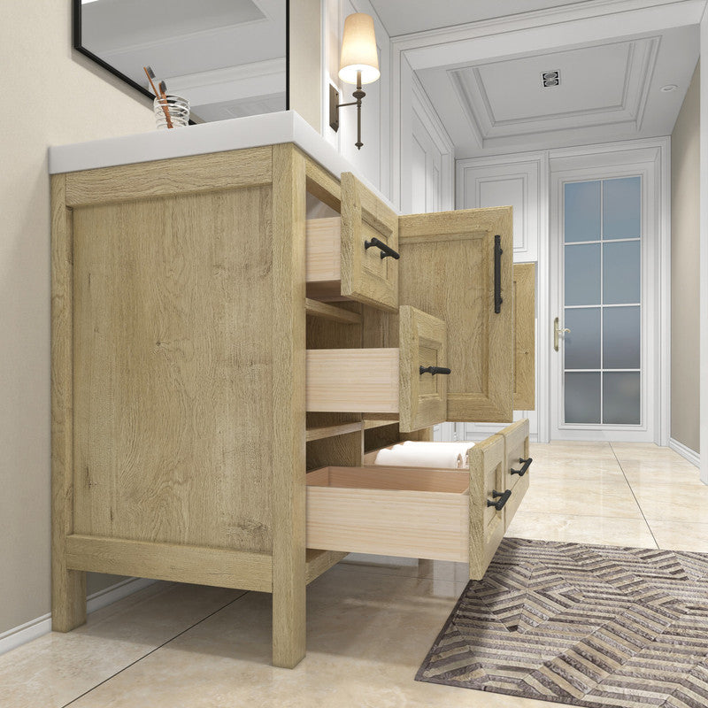 VIV 42" Freestanding Bathroom Vanity with Reinforced Acrylic Integrated Sink Top