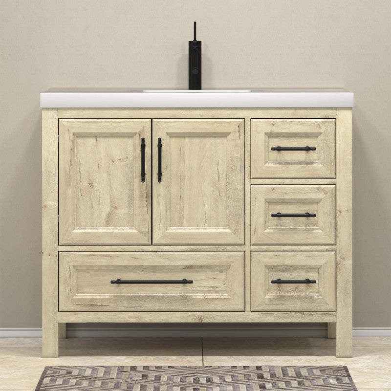 VIV 42" Freestanding Bathroom Vanity with Reinforced Acrylic Integrated Sink Top
