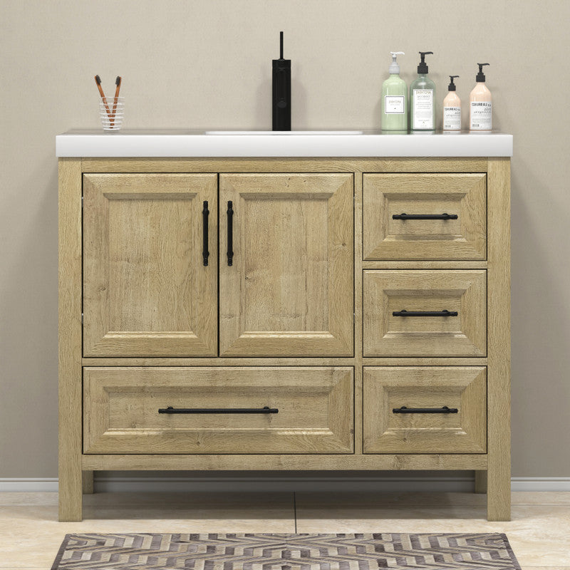 VIV 42" Freestanding Bathroom Vanity with Reinforced Acrylic Integrated Sink Top