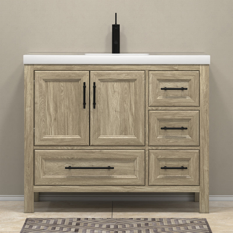 VIV 42" Freestanding Bathroom Vanity with Reinforced Acrylic Integrated Sink Top