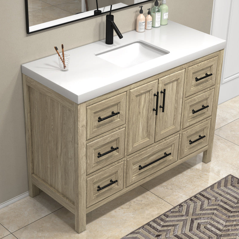 VIV 48" Freestanding Bathroom Vanity with Reinforced Acrylic Integrated Sink Top