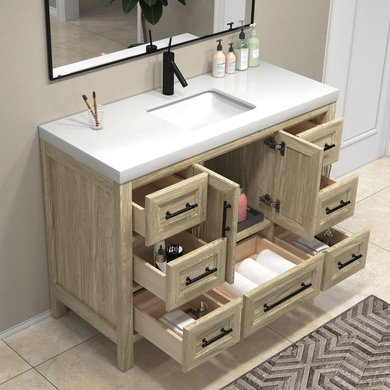 VIV 48" Freestanding Bathroom Vanity with Reinforced Acrylic Integrated Sink Top