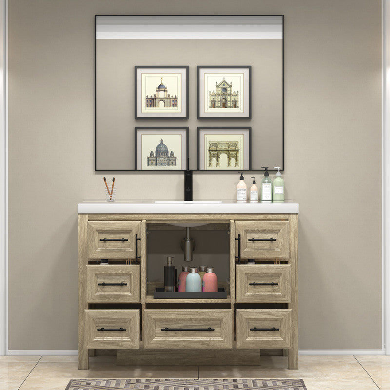 VIV 48" Freestanding Bathroom Vanity with Reinforced Acrylic Integrated Sink Top