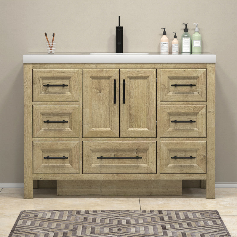 VIV 48" Freestanding Bathroom Vanity with Reinforced Acrylic Integrated Sink Top