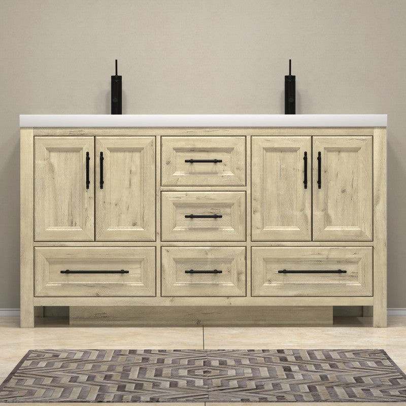 VIV 60" Freestanding Bathroom Vanity with Reinforced Acrylic Integrated Sink Top
