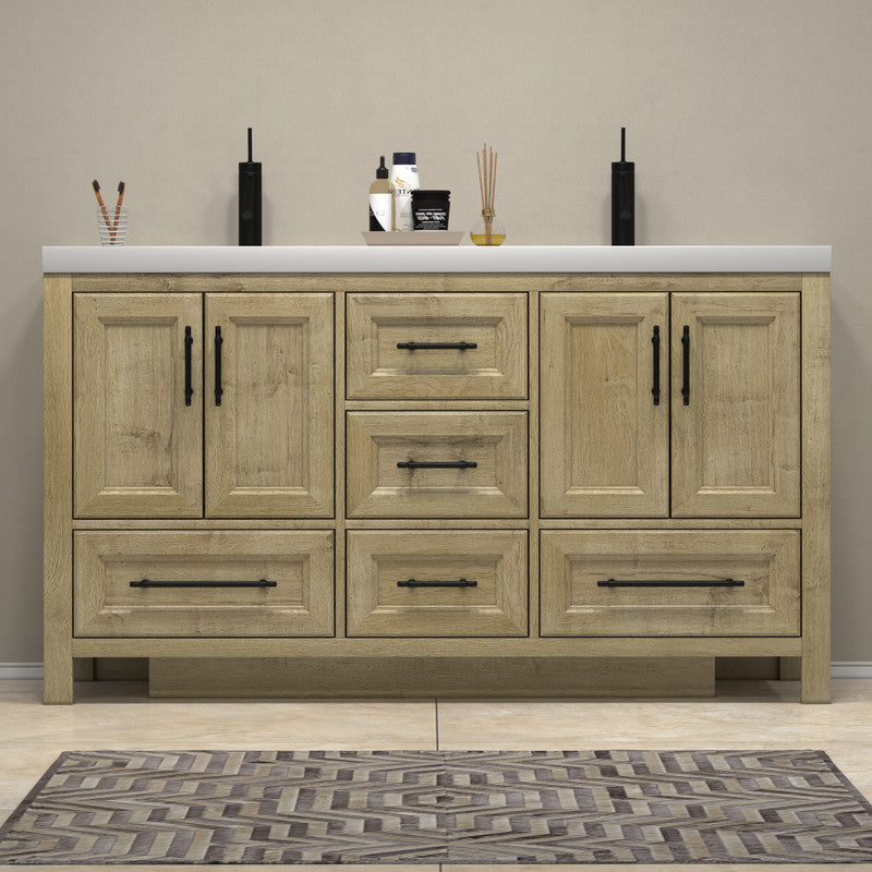 VIV 60" Freestanding Bathroom Vanity with Reinforced Acrylic Integrated Sink Top