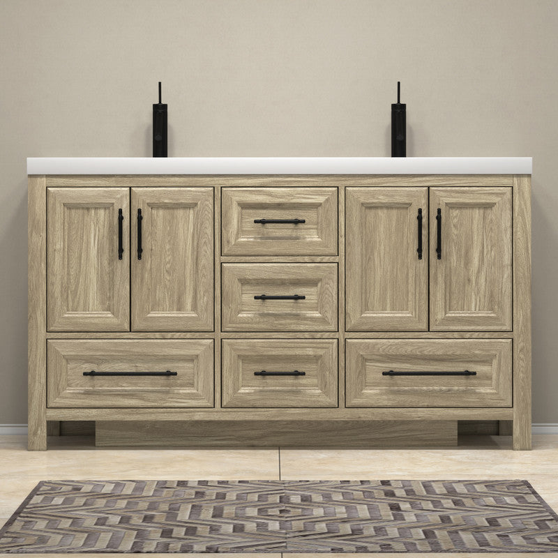 VIV 60" Freestanding Bathroom Vanity with Reinforced Acrylic Integrated Sink Top