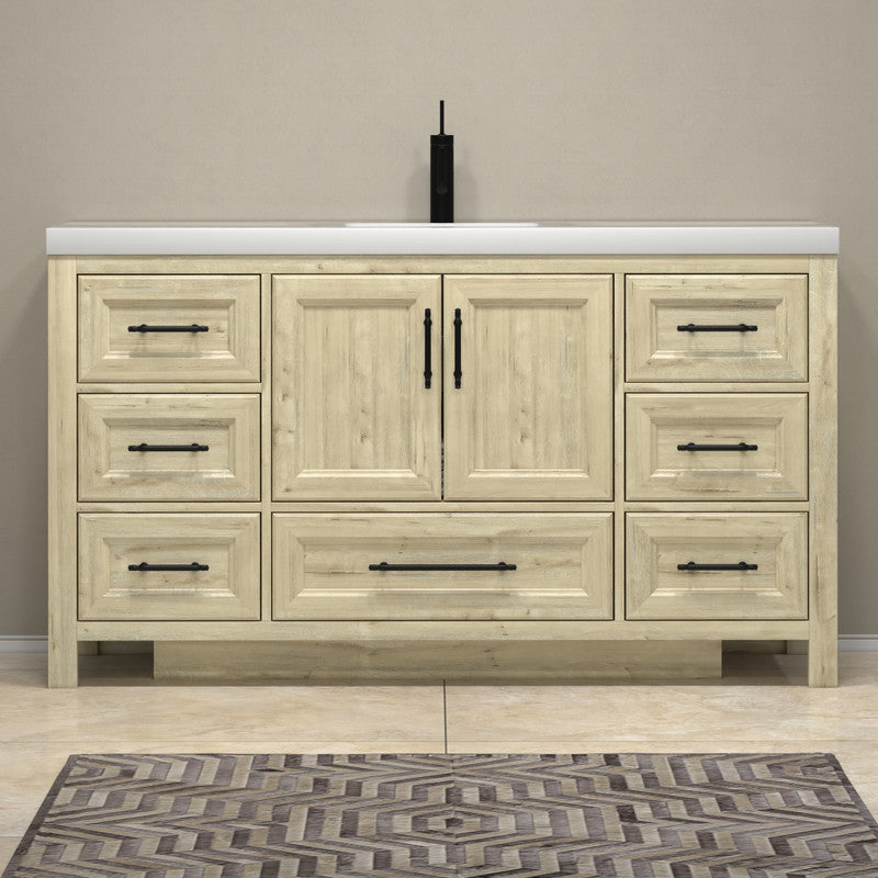 VIV 60" Freestanding Bathroom Vanity with Reinforced Acrylic Integrated Sink Top
