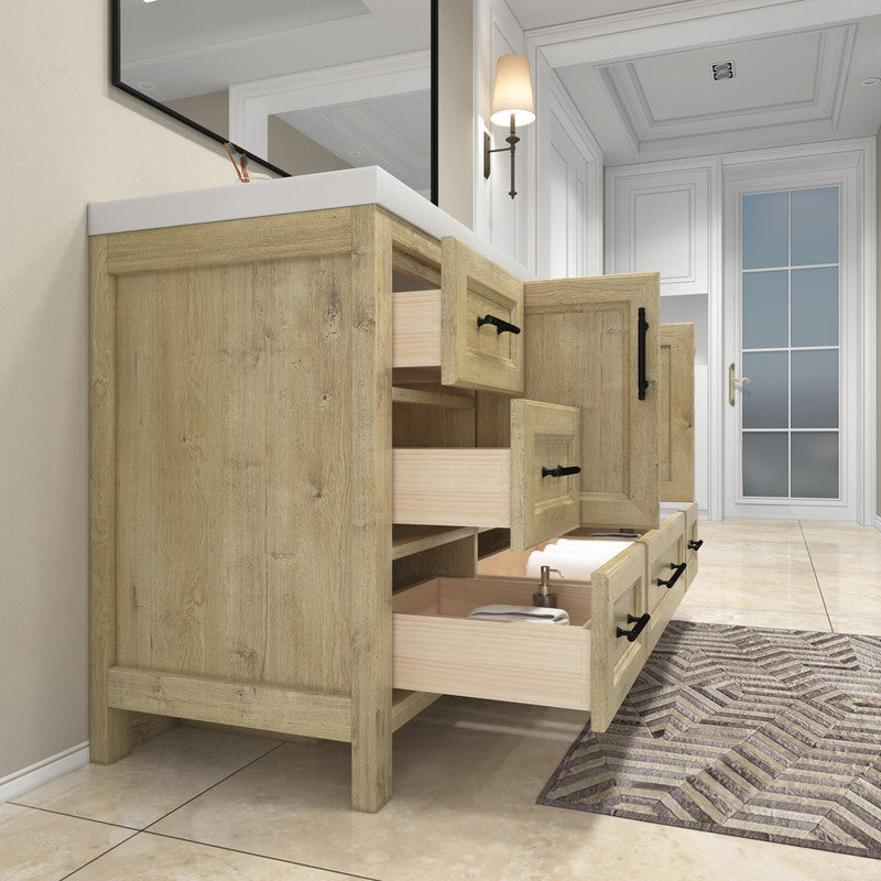 VIV 60" Freestanding Bathroom Vanity with Reinforced Acrylic Integrated Sink Top