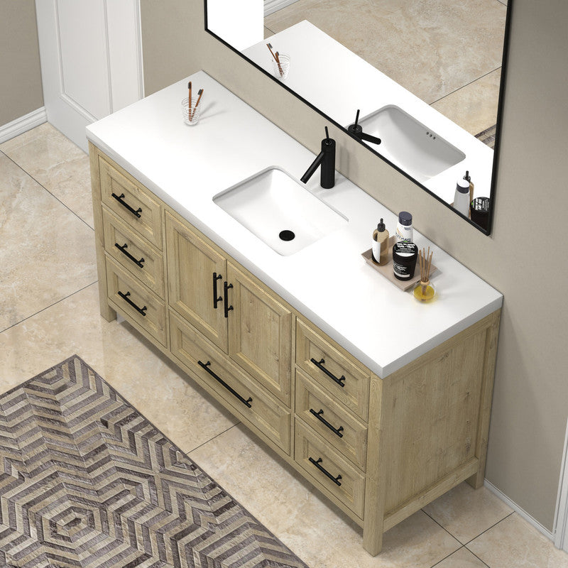 VIV 60" Freestanding Bathroom Vanity with Reinforced Acrylic Integrated Sink Top