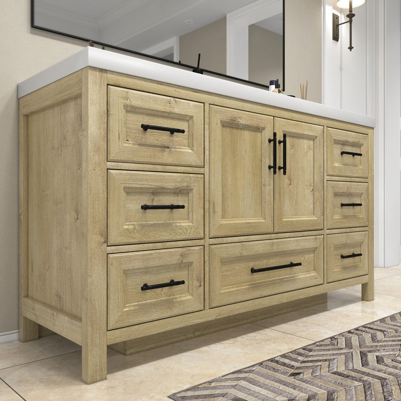VIV 60" Freestanding Bathroom Vanity with Reinforced Acrylic Integrated Sink Top
