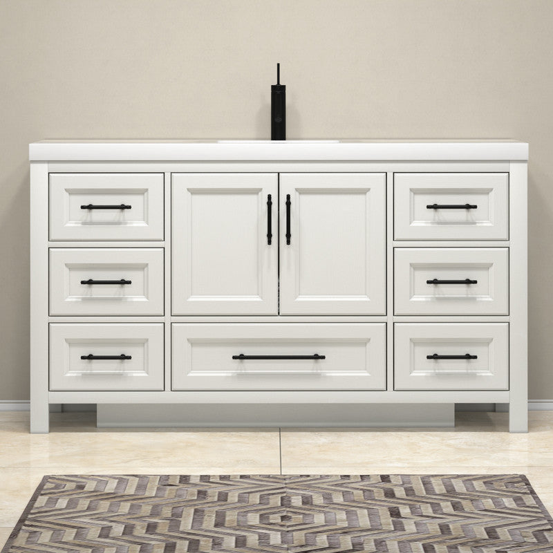 VIV 60" Freestanding Bathroom Vanity with Reinforced Acrylic Integrated Sink Top