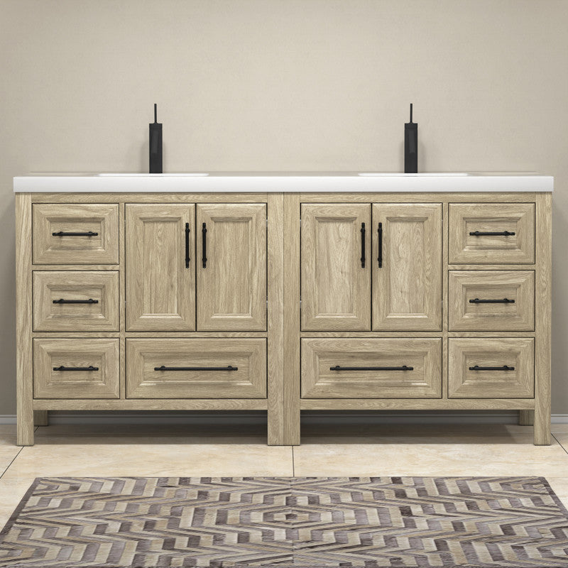 VIV 72" Freestanding Bathroom Vanity with Reinforced Acrylic Integrated Sink Top