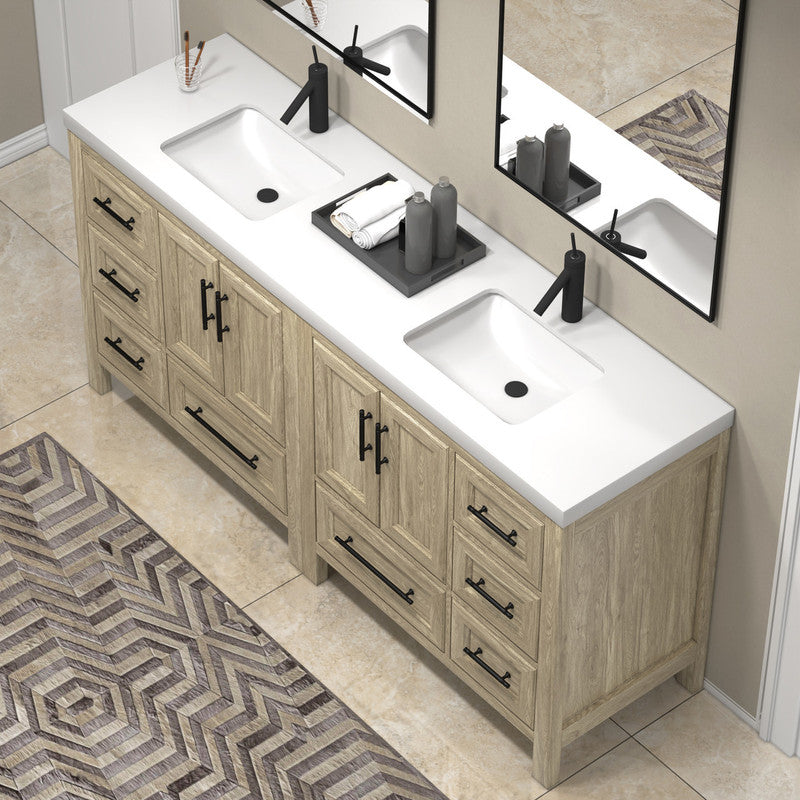 VIV 72" Freestanding Bathroom Vanity with Reinforced Acrylic Integrated Sink Top