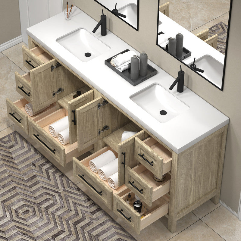 VIV 72" Freestanding Bathroom Vanity with Reinforced Acrylic Integrated Sink Top