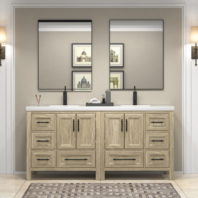 VIV 72" Freestanding Bathroom Vanity with Reinforced Acrylic Integrated Sink Top