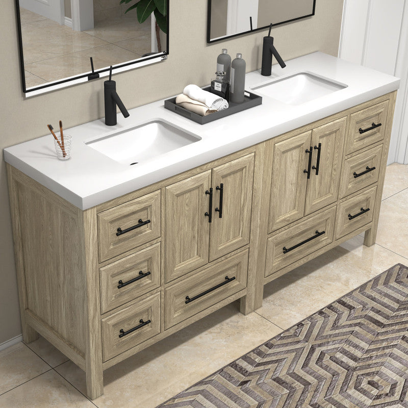 VIV 72" Freestanding Bathroom Vanity with Reinforced Acrylic Integrated Sink Top