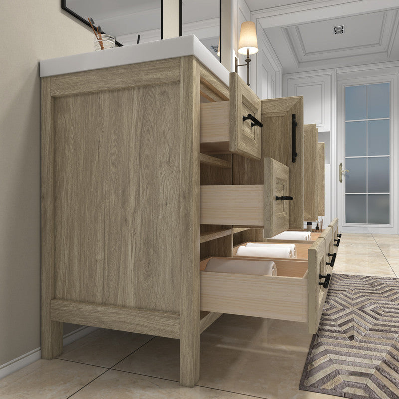 VIV 72" Freestanding Bathroom Vanity with Reinforced Acrylic Integrated Sink Top