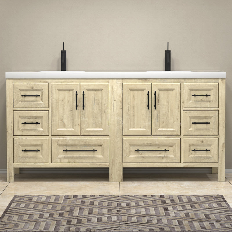 VIV 72" Freestanding Bathroom Vanity with Reinforced Acrylic Integrated Sink Top