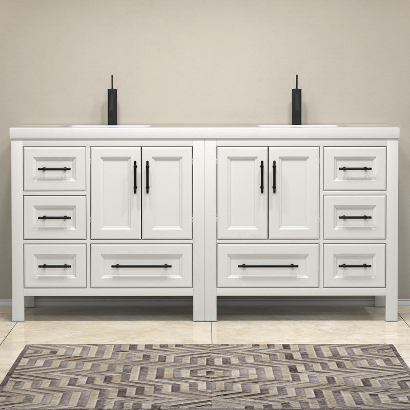 VIV 72" Freestanding Bathroom Vanity with Reinforced Acrylic Integrated Sink Top