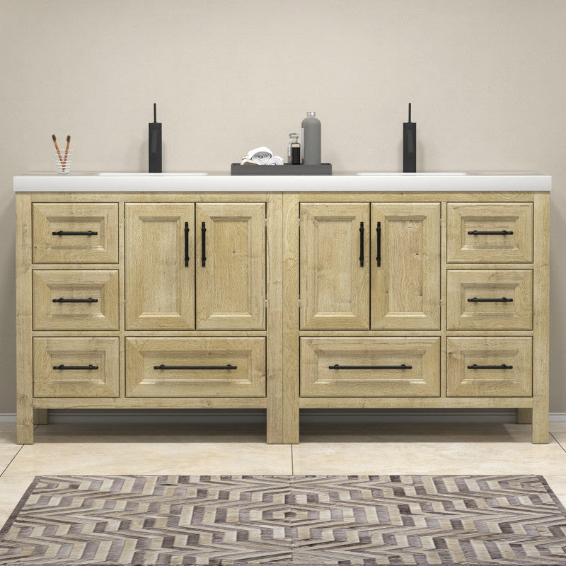 VIV 72" Freestanding Bathroom Vanity with Reinforced Acrylic Integrated Sink Top